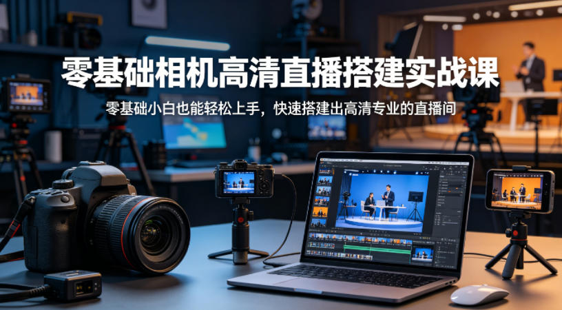 零基础相机高清直播间搭建实战课，小白也能轻松上手，快速搭建出高清专业的直播间-云享网创