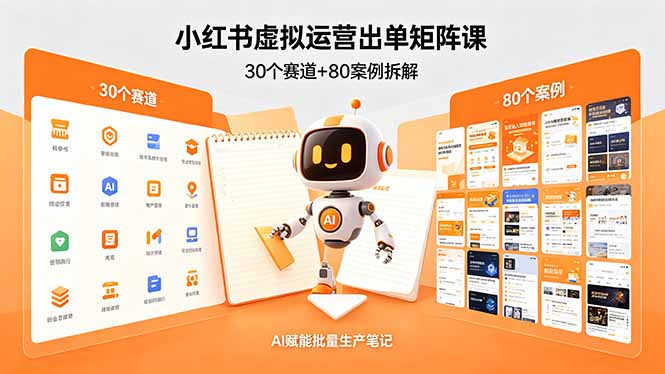 小红书虚拟运营出单矩阵课:30个赛道+80案例拆解,AI赋能批量生产笔记-云享网创