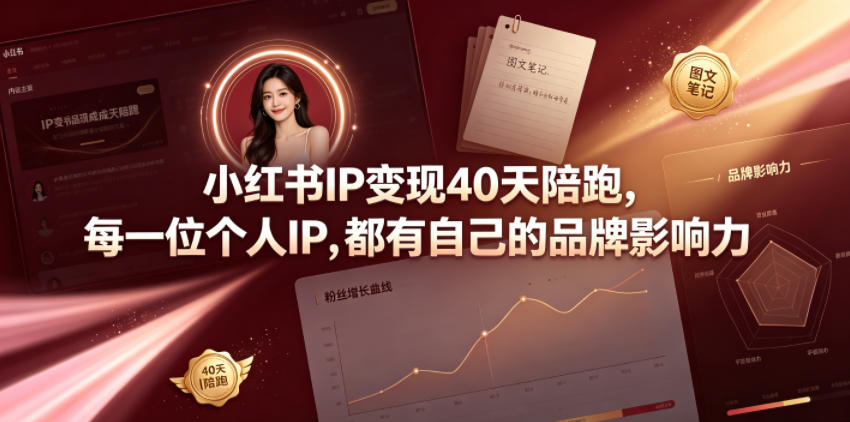 小红书IP变现40天陪跑，每一位个人IP，都有自己的品牌影响力-云享网创