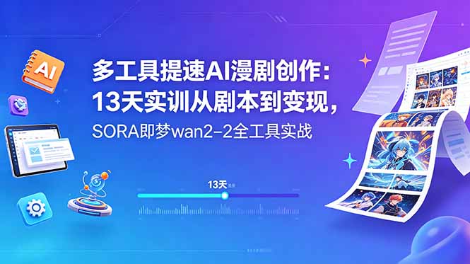多工具提速AI漫剧创作：13天实训从剧本到变现，SORA即梦wan2-2全工具实战-云享网创