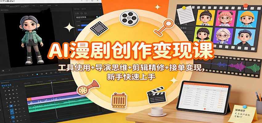 AI漫剧创作变现课:工具使用+导演思维+剪辑精修+接单变现,新手快速上手-云享网创