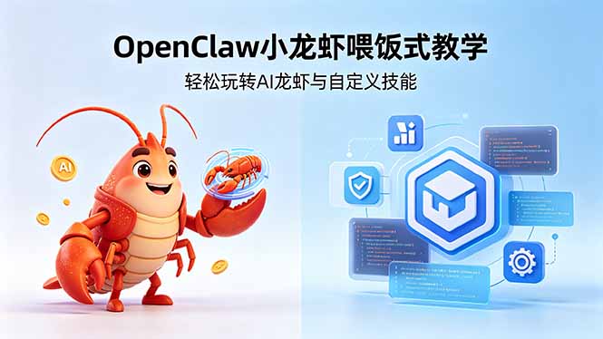 不用懂技术！OpenClaw小龙虾喂饭式教学，轻松玩转AI龙虾与自定义技能-云享网创