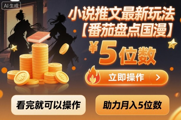 小说推文最新玩法,助力月入5位数【番茄盘点国漫】玩法,看完就可以操作-云享网创