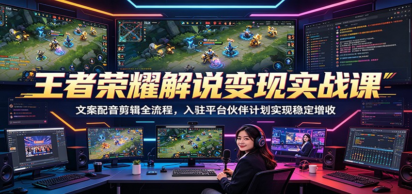 王者荣耀解说变现实战课：文案配音剪辑全流程，入驻平台伙伴计划实现稳定增收-云享网创