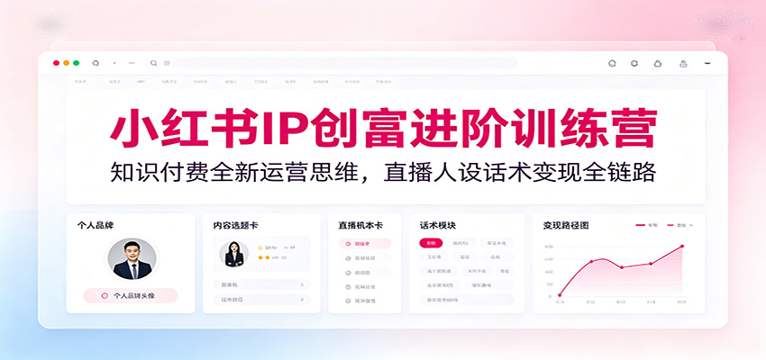 小红书IP创富进阶训练营：知识付费全新运营思维，直播人设话术变现全链路-云享网创