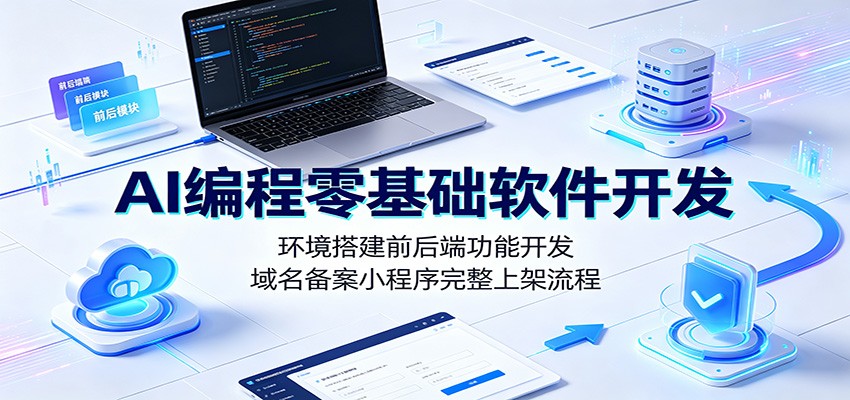 AI编程零基础软件开发：环境搭建前后端功能开发，域名备案小程序完整上架流程-云享网创