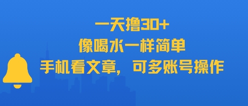 一天撸30+，像喝水一样简单，手机看文章，可多账号操作-云享网创
