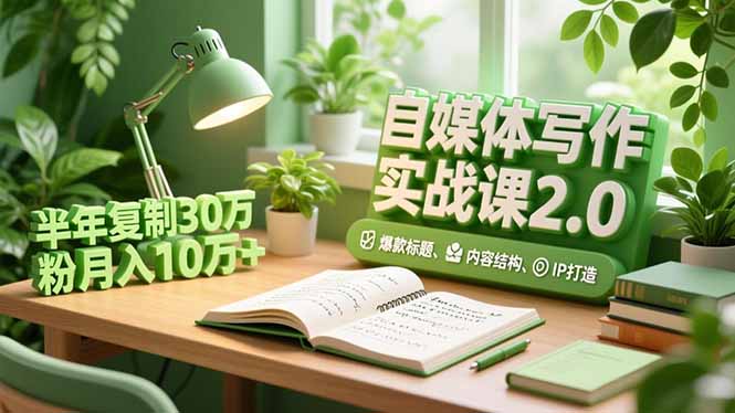 自媒体写作实战课2.0,爆款标题、内容结构、IP打造,半年复制30万粉月入10万+-云享网创