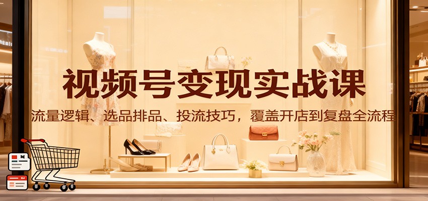 视频号变现实战课:流量逻辑、选品排品、投流技巧,覆盖开店到复盘全流程-云享网创