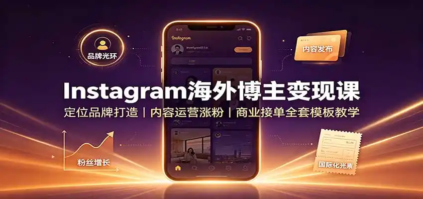 Instagram海外博主变现课：定位品牌打造，内容运营涨粉，商业接单全套模板教学-云享网创
