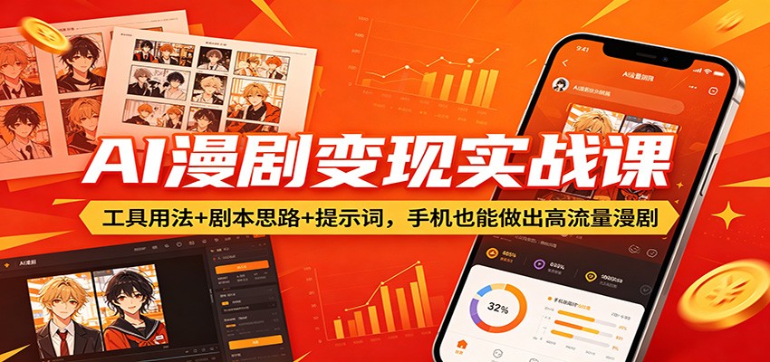 AI漫剧变现实战课:工具用法+剧本思路+提示词,手机也能做出高流量漫剧-云享网创
