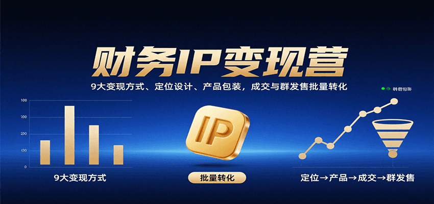 财务IP变现营：9大变现方式、定位设计、产品包装，成交与群发售批量转化-云享网创