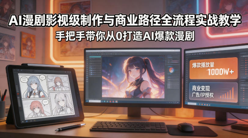 AI漫剧影视级制作与商业路径全流程实战教学，手带你从0打造AI爆款漫剧-云享网创