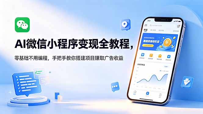 AI微信小程序变现全教程，零基础不用编程，手把手教你搭建项目赚取广告收益-云享网创