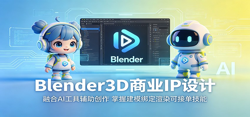 Blender3D商业IP设计：融合AI工具辅助创作，掌握建模绑定渲染可接单技能-云享网创