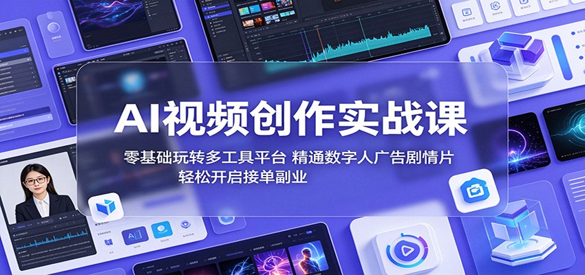 AI视频创作实战课：零基础玩转多工具平台，精通数字人广告、剧情片，轻松开启接单副业-云享网创