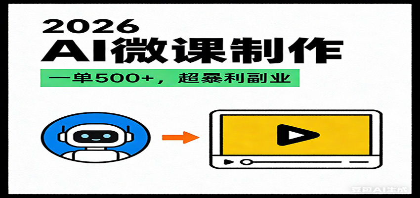 2026AI 风口最稳副业：微课代写制作，一单 500+，人人可做的蓝海项目-云享网创