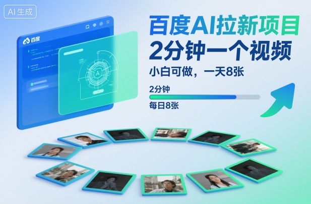 百度AI拉新项目,2分钟一个视频,小白可做,一天8张【附案例+保姆级教程】-云享网创