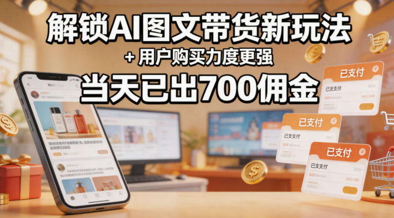 解锁ai图文带货新玩法+用户购买力度更强,当天已出700佣金,详细拆解-云享网创