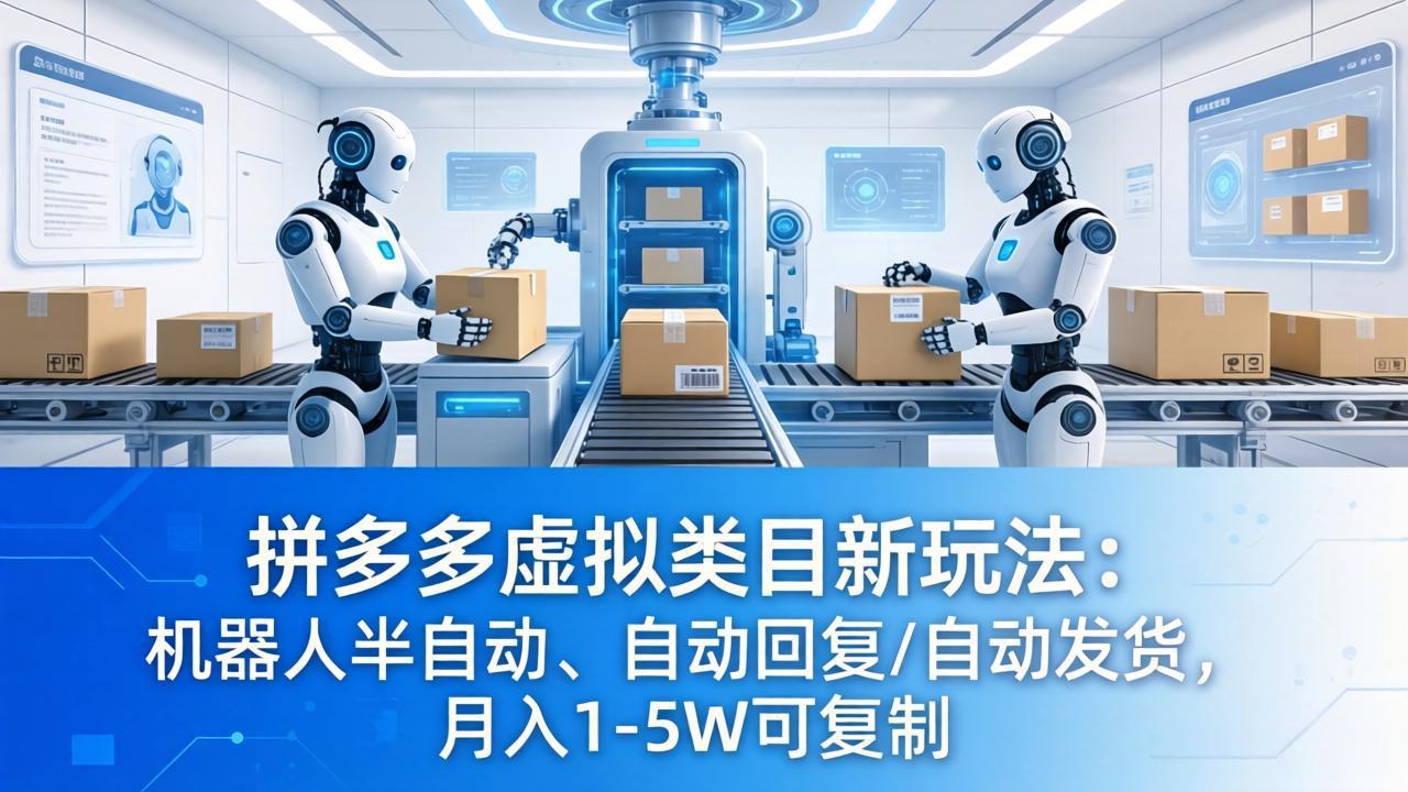 拼多多虚拟类目新玩法:机器人半自动、自动回复 /自动发货,月入 1-5W 可复制-云享网创