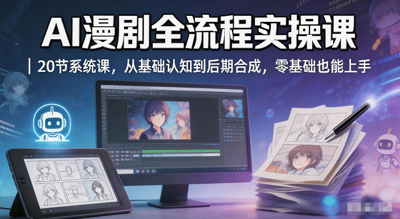 AI漫剧全流程实操课｜20节系统课，从基础认知到后期合成，零基础也能上手-云享网创