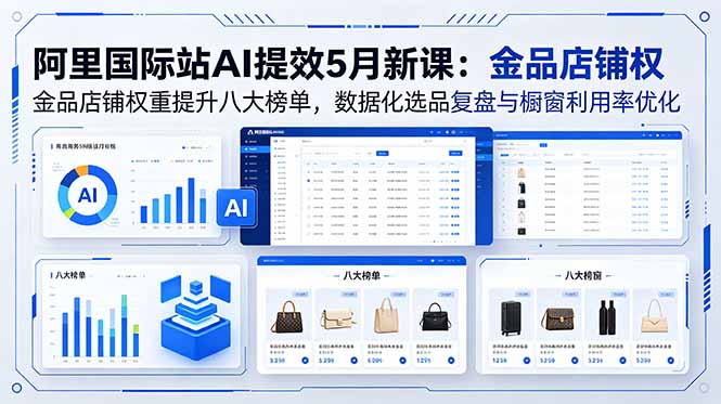 阿里国际站AI提效5月新课：金品店铺权重提升八大榜单，数据化选品复盘与橱窗利用率优化-云享网创