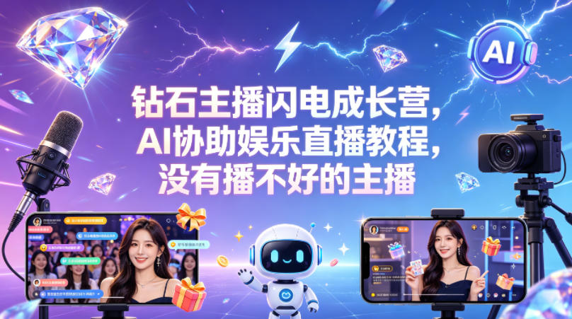 钻石主播闪电成长营,Al协助娱乐直播教程,没有播不好的主播-云享网创