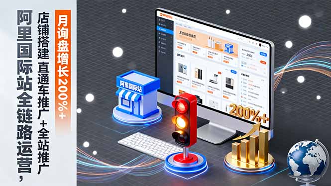 阿里国际站全链路运营，店铺搭建+直通车推广+全站推广，月询盘增长200%+-云享网创