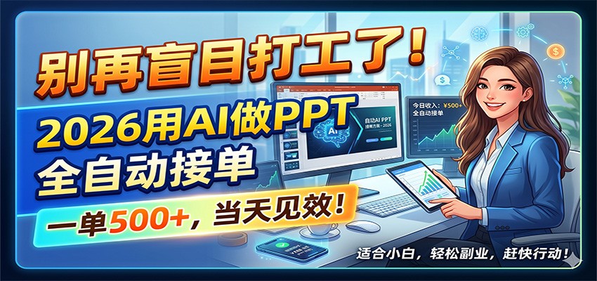 别再盲目打工了！2026用AI做PPT全自动接单，一单5张+，当天见效！-云享网创