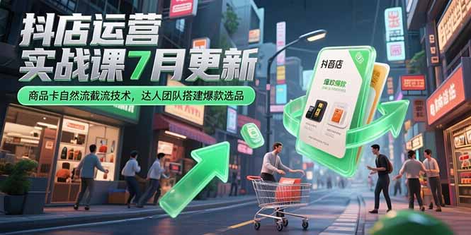 抖店运营实战课7月更新，商品卡自然流截流技术，达人团队搭建爆款选品-云享网创