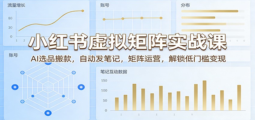 小红书虚拟矩阵实战课：AI选品搬款，自动发笔记，矩阵运营，解锁低门槛变现-云享网创