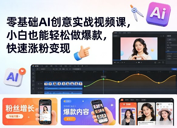 零基础AI创意实战视频课，小白也能轻松做爆款，快速涨粉变现-云享网创
