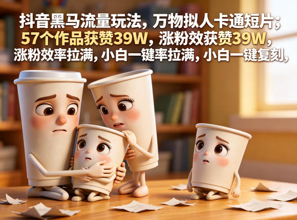 抖音黑马流量玩法，万物拟人卡通短片，57个作品获赞39W，涨粉效率拉满，小白一键复刻，保姆级拆解-云享网创