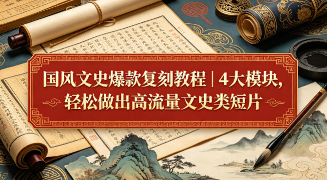 国风文史爆款复刻教程|4大模块,轻松做出高流量文史类短片-云享网创