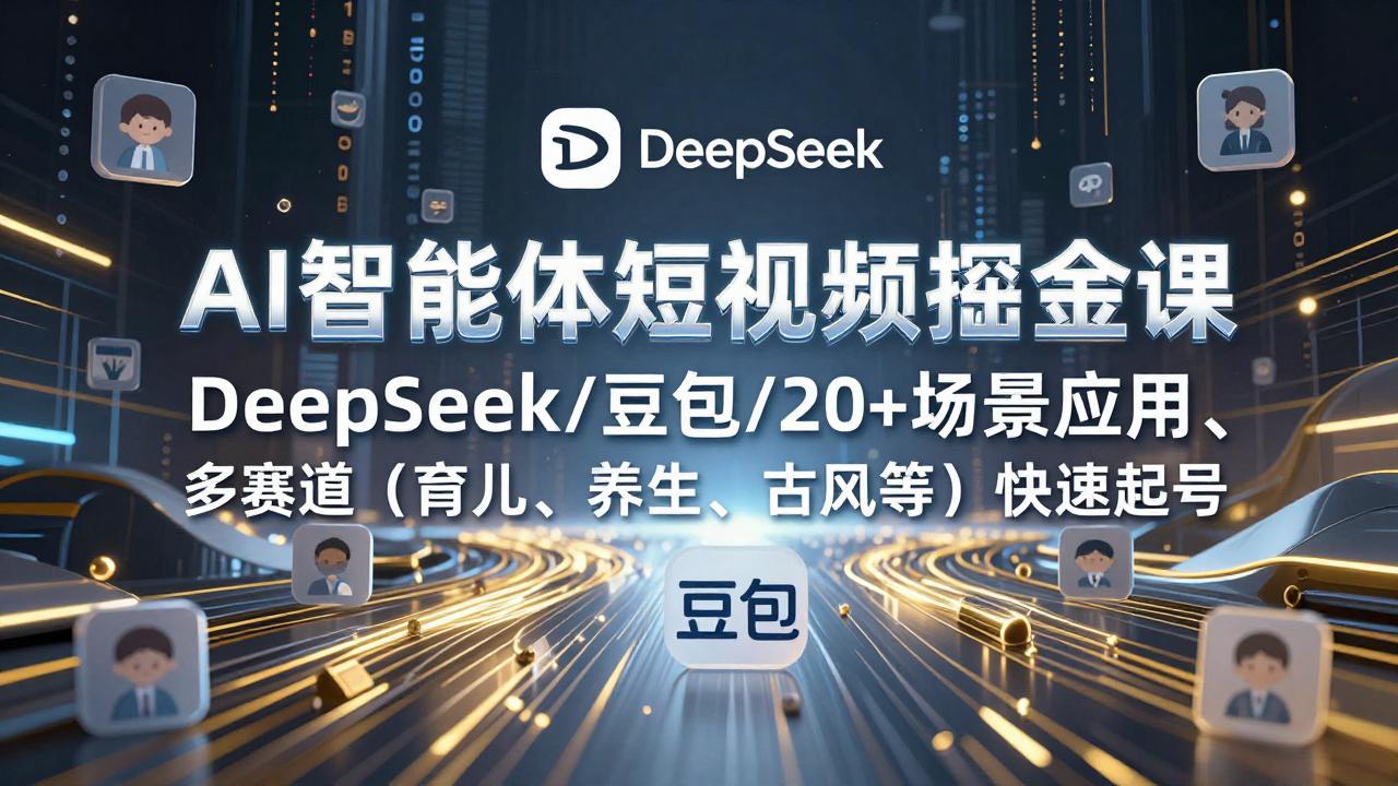 AI智能体短视频掘金课，DeepSeek/豆包/20+场景应用、多赛道(育儿、养生、古风等-云享网创