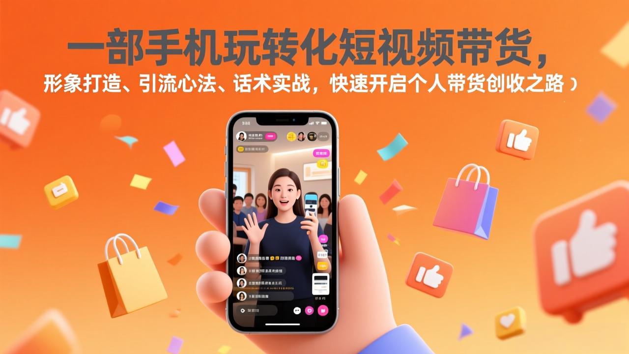 一部手机玩转化短视频带货，形象打造、引流心法、话术实战，快速开启个人带货创收之路-云享网创