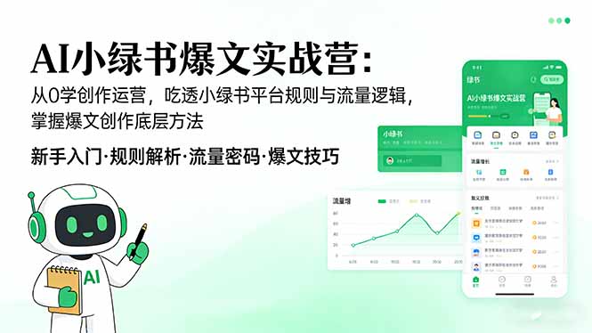AI 小绿书爆文实战营：从0学创作运营，吃透小绿书平台规则与流量逻辑，掌握爆文创作底层方法-云享网创