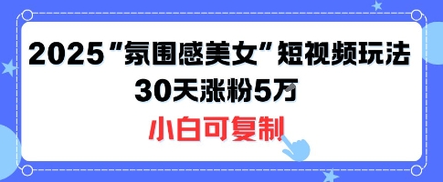 不露脸也能火！2025“氛围感美女”短视频玩法，30天涨粉5W小白可复制-云享网创