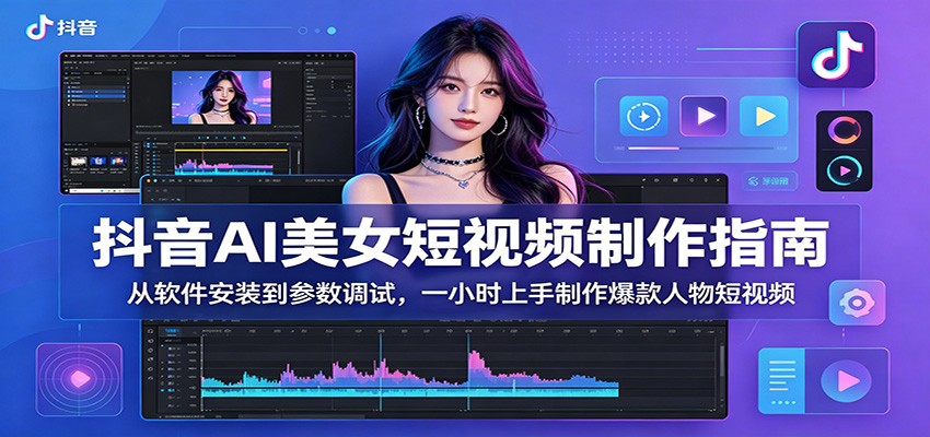 抖音AI美女短视频制作指南：从软件安装到参数调试，一小时上手制作爆款人物短视频-云享网创