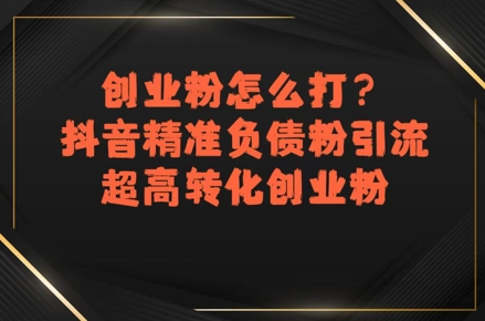 创业粉怎么打？抖音精准负债粉引流，超高转化创业粉-云享网创