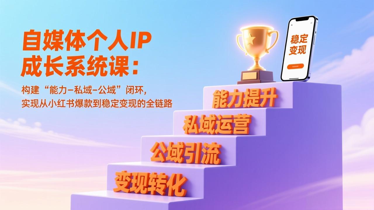 自媒体个人IP成长系统课:构建“能力-私域-公域”闭环,实现从小红书爆款到稳定变现的全链路-云享网创