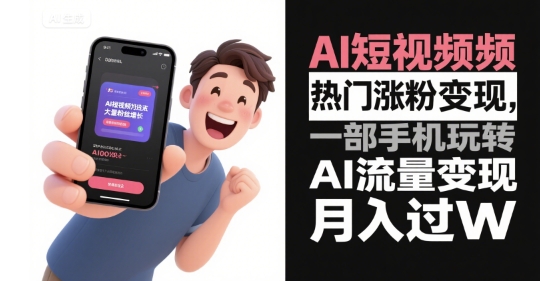 AI短视频热门涨粉变现，一部手机玩转AI流量变现，月入过W-云享网创