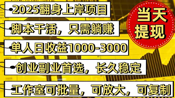 稳定八年美金掘金2.0脚本干活,只需躺赚。单人日收益1000-3000可批量、…-云享网创