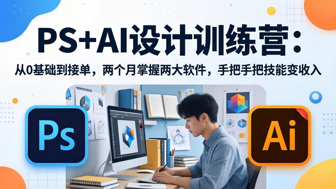PS+AI设计训练营:从0基础到接单,两个月掌握两大软件,手把手把技能变收入-云享网创