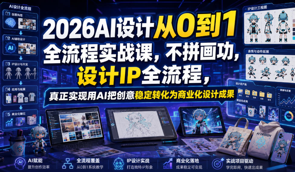 2026AI设计从0到1全流程实战课,不拼画功,设计IP全流程,真正实现用AI把创意稳定转化为商业化设计成果-云享网创