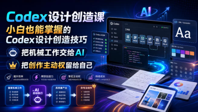Codex设计创造课,小白也能掌握的Codex设计创造技巧,把机械工作交给AI,把创作主动权留给自己-云享网创