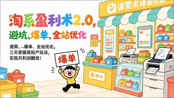 淘系盈利术2.0，避坑、爆单、全站优化，三天掌握高投产玩法，实现月利润翻倍！-云享网创