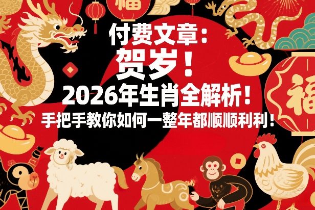 付费文章:贺岁!2026年生肖全解析!手把手教你如何一整年都顺顺利利!-云享网创