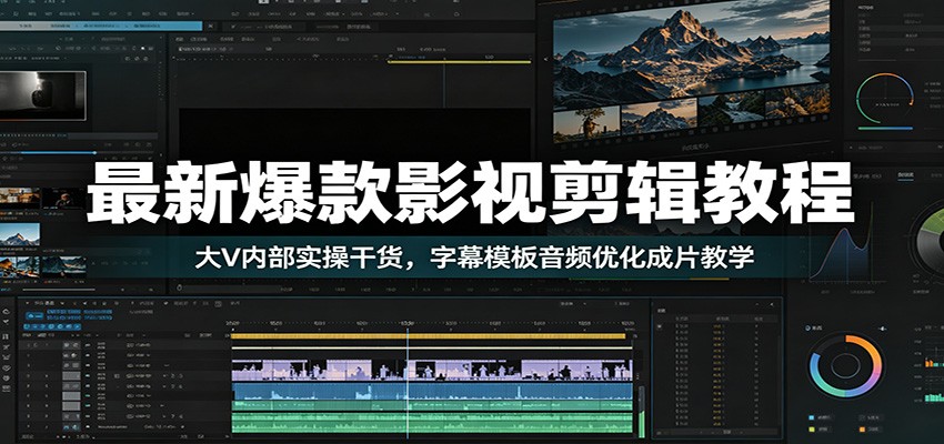 最新爆款影视剪辑教程：大V内部实操干货，字幕模板音频优化成片教学-云享网创