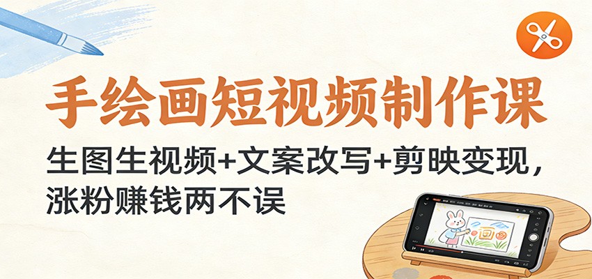 手绘画短视频制作课：生图生视频+文案改写+剪映变现，涨粉赚钱两不误-云享网创